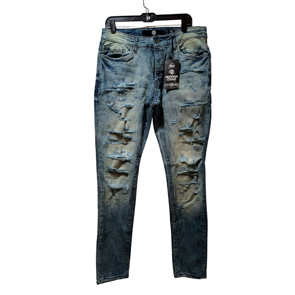 Jordan Craig Sean Rip & Repair Jeans 32x32 Silver Pine Stretch Denim JS3208 NWT